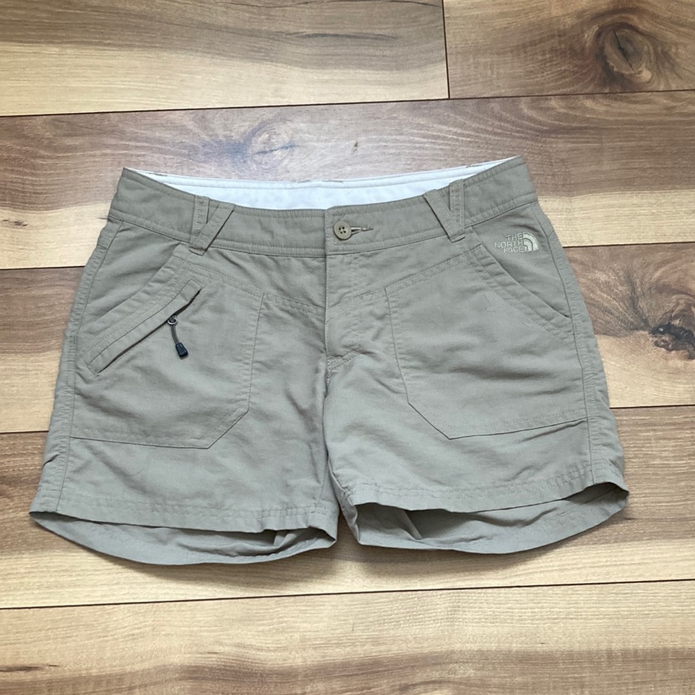 The North Face nylon tan hiking shorts. Size 6